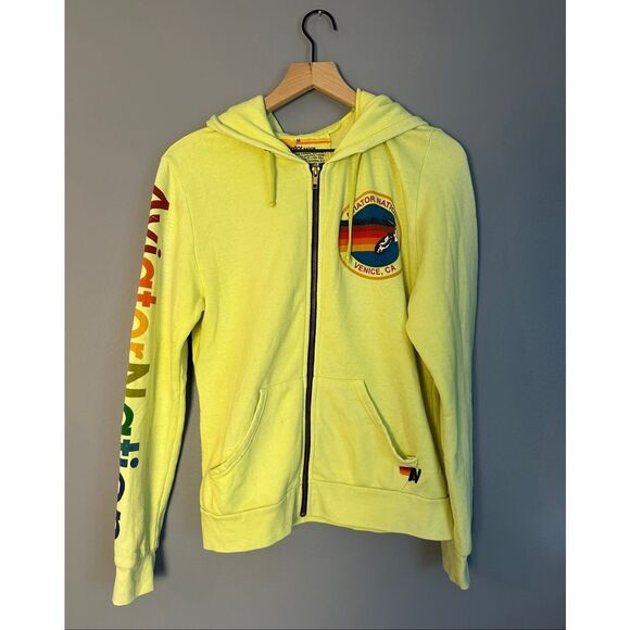 Aviator Nation Women’s Full Zip Hoodie - Neon Yellow - M - READ - Picture 2 of 12